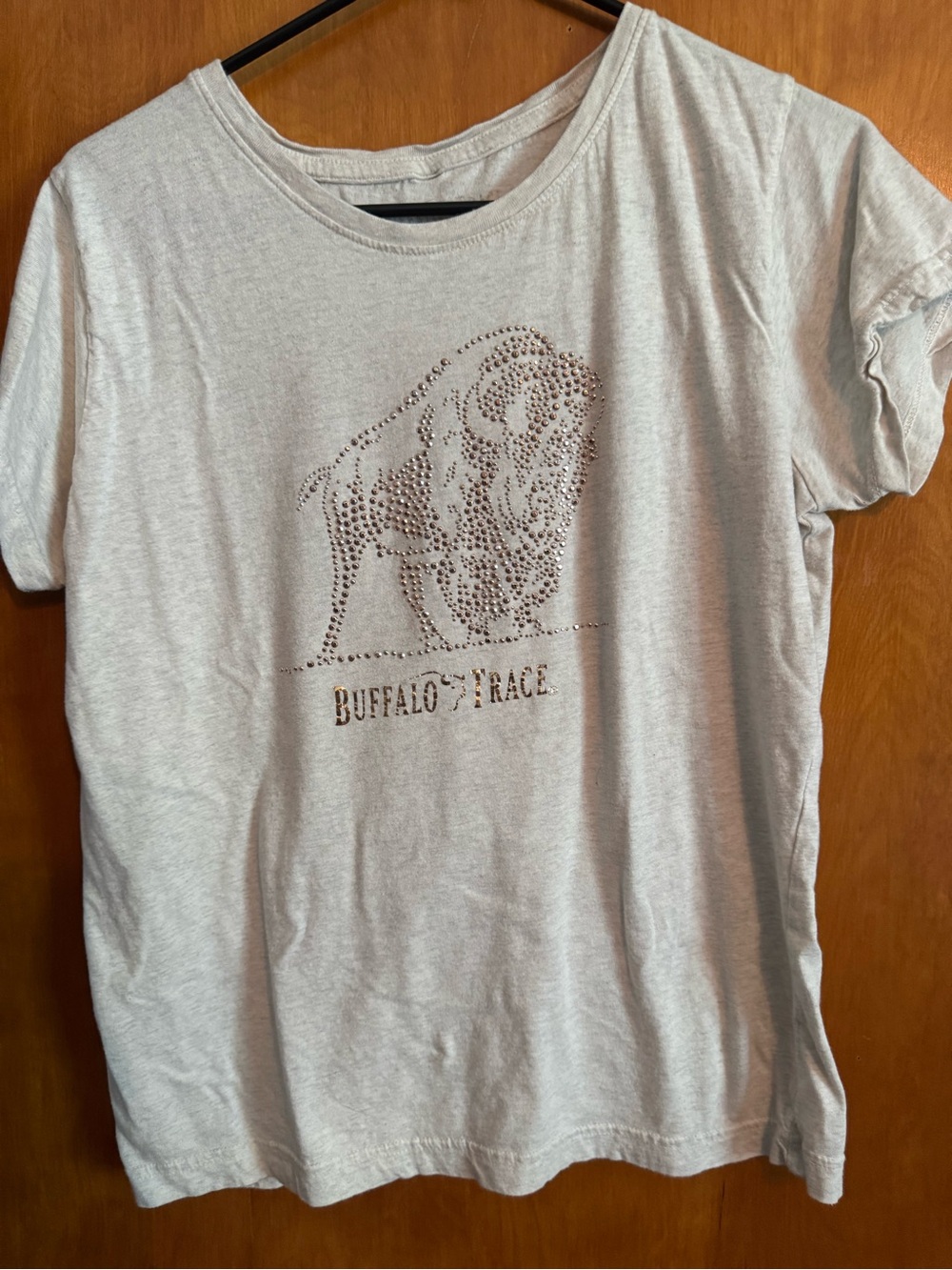 Buffalo Trace Light Grayish Short Sleeve Tee with Studded Buffalo Graphic